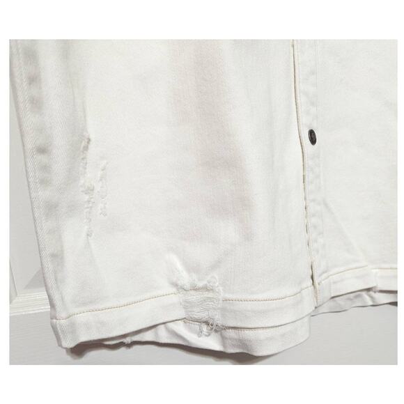 SER.O.YA Marcus Button Front Denim Shirt Shacket Arizona White Seroya Size XXL - Picture 13 of 14